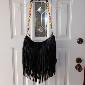 H&M black fringe purse